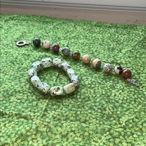 Elegant Green and Multicolor‎ Beaded Bracelet Set